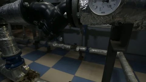 Valves and sensors in the system of ventilation and cooling Stock Footage 73036763