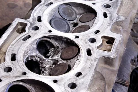 Valves on the broken engine valve box closeup Stock Photos