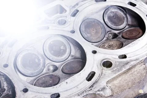 Valves on the engine valve box closeup Stock Photos