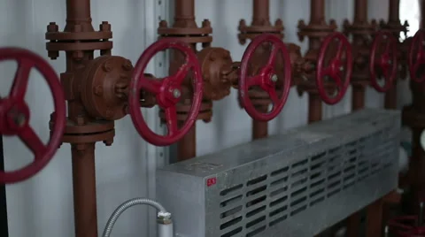 Valves manual in the process. Production process used manual valve to control Stock Footage 57761298