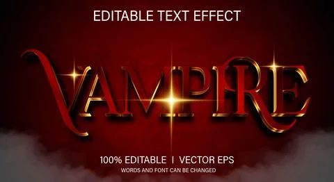 Vampire 3d vector text effect with modern style design Stock Illustration