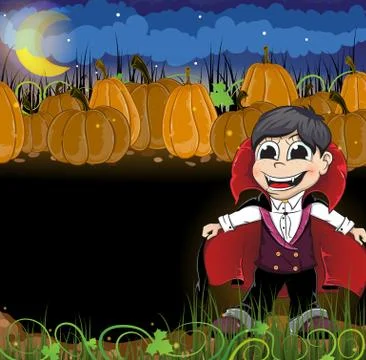 Vampire and  pumpkins Stock Illustration