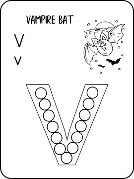 Vampire Bat abc animals dot markers activity Pages Stock-Illustration