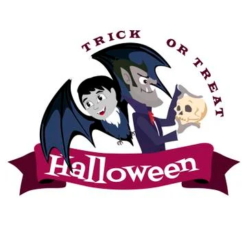 Vampire bat flying on the full moon on cemetery with horror pumpkin and dracula Stock Illustration