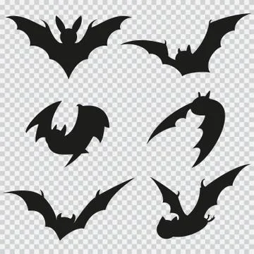 Vampire bat vector black silhouettes set. Stock Illustration