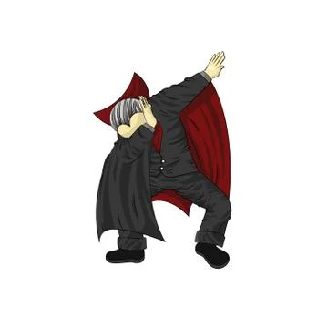 Vampire character dancing dab step Stock Illustration
