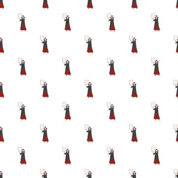 Vampire character holding blank protest sign seamless pattern Stock Illustration