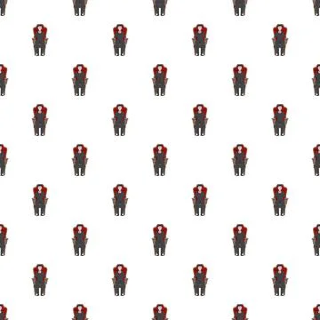 Vampire character sitting on throne repeating halloween pattern Stock Illustration