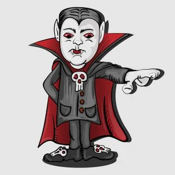 Vampire in a cloak with an outstretched arm Stock Illustration