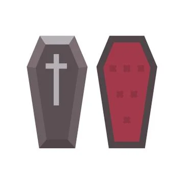 Vampire coffin flat icon. Halloween illustration of coffin lid and insides Stock Illustration