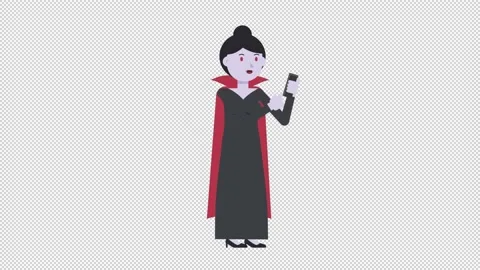 Vampire Countess Using Phone Video stock 205051002