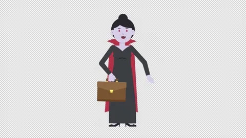 Vampire Countess Waving with Briefcase Video stock 205050693
