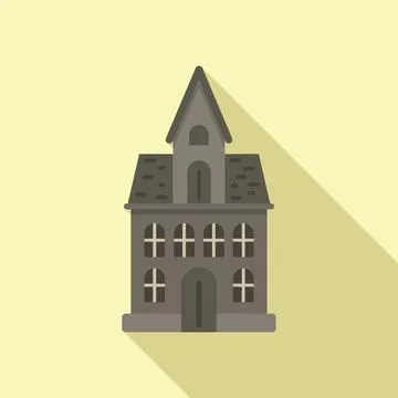 Vampire creepy house icon flat vector. Horror scary Stock Illustration