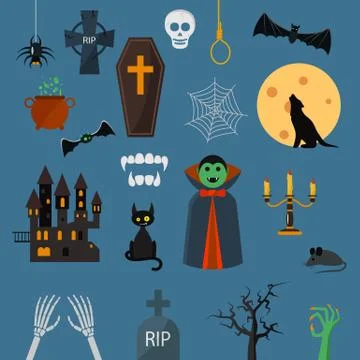 Vampire dracula symbols icons vector set Illustrazione stock