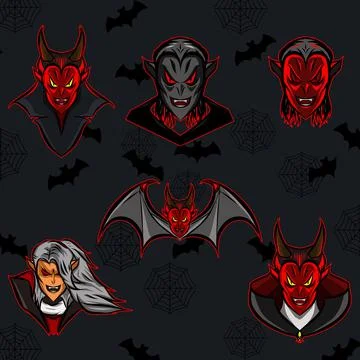 Vampire evil creature logo mascot on Halloween festival. Vector illustration. Stock Illustration