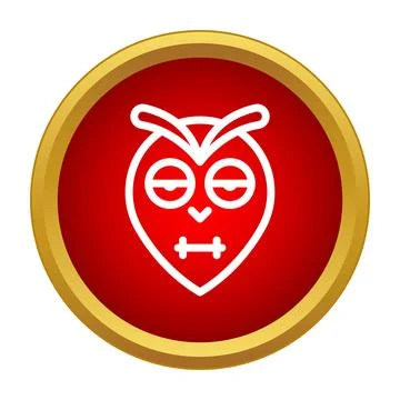 Vampire face icon on red gold button Stock Illustration