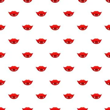 Vampire fangs and red lips seamless pattern Stock Illustration