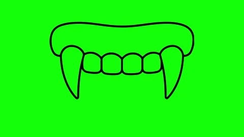 Vampire Fangs Draw Animation Green Screen Chroma Key 4K Stock Footage 339341004