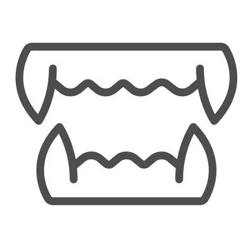 Vampire fangs, halloween, demon teeth line icon, halloween concept, devil mouth Illustrazione stock