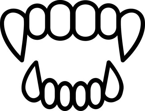 Vampire fangs spooky teeth line icon Stock Illustration