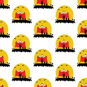Vampire in front of moon seamless pattern 스톡 일러스트