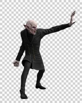 Vampire with hand out in defensive pose. 3d illustration isolated on transpar Stock Illustration