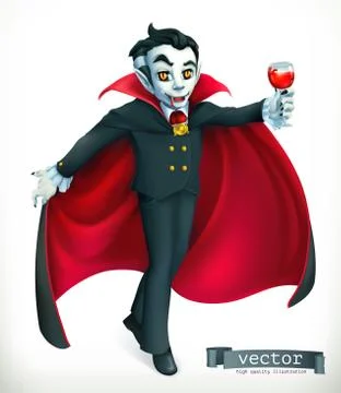 Vampire. Happy Halloween, 3d vector icon Stock Illustration