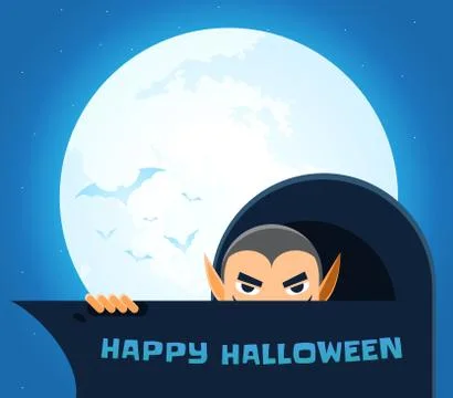 A vampire is hiding behind his cape Stock Illustration