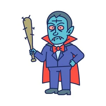 Vampire holding baseball bat and angry. Character Stock-Illustration