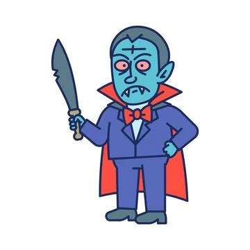 Vampire holding machete and angry. Character Stock Illustration