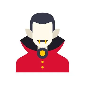 Vampire icon with fangs and red cape Stock Illustration
