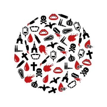 Vampire icons in circle Stock Illustration