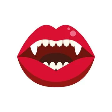 Vampire lips with fangs opening mouth showing teeth Stock Illustration