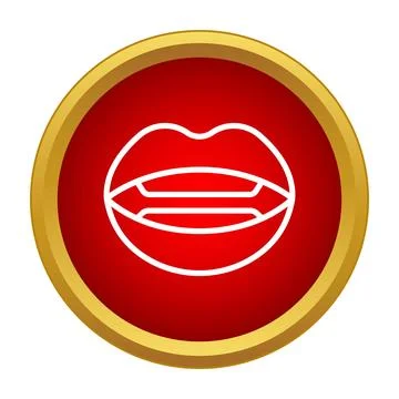 Vampire lips icon with fangs on red background Ilustración de archivo