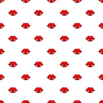 Vampire lips seamless pattern with sharp fangs Stock Illustration