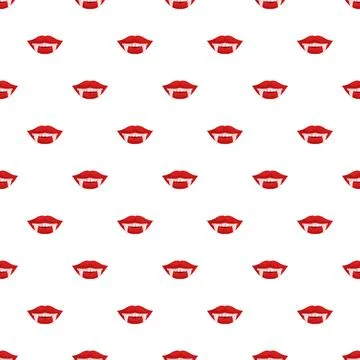 Vampire lips showing fangs seamless pattern Stock Illustration
