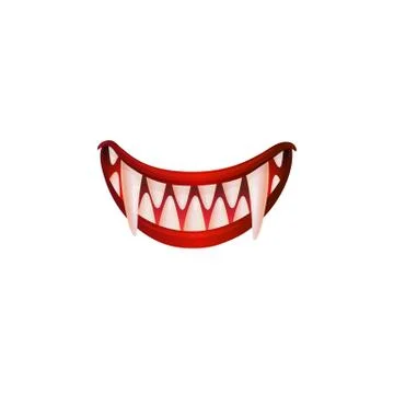 Vampire monster smile or devil mouth, realistic vector illustration isolated. Stock Illustration