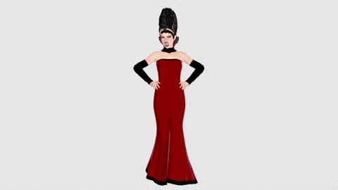  Vampire Queen Shakes Her Head In Disapproval,  Long Shot Cartoon Animation Stock Footage 344537355