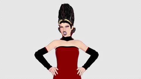  Vampire Queen Shakes Her Head In Disapproval,  Medium Shot Animation Stock Footage 345066012