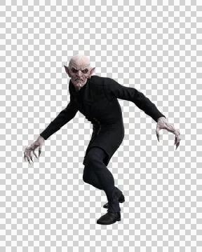 Vampire ready to attack. 3d illustration isolated on transparent background. Illustrazione stock