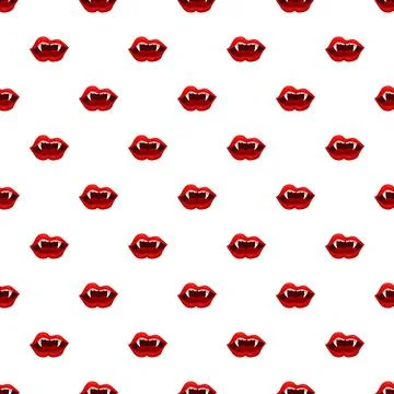 Vampire red lips with fangs pattern Stock Illustration