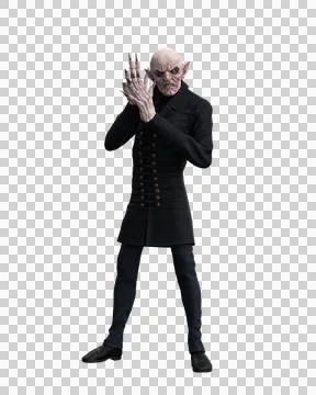 Vampire rubbing hands together. 3d illustration isolated on transparent backg Illustrazione stock