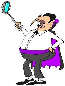 Vampire with a selfy stick Stock Illustration