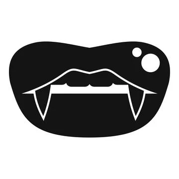 Vampire showing fangs baring teeth in black and white silhouette Illustrazione stock
