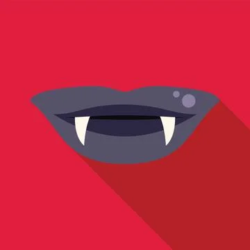 Vampire showing fangs baring teeth on red background Illustrazione stock