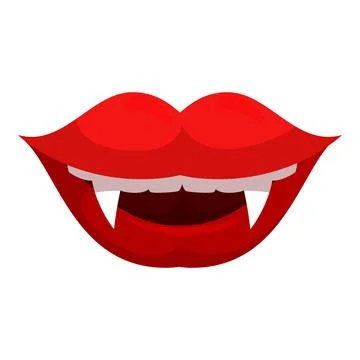 Vampire showing fangs with red lips baring teeth Illustrazione stock