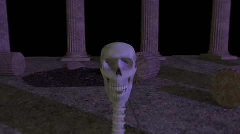 Vampire Skeleton Snake Slithers, then Strikes in Tilt-shift Loop Video stock 43097009