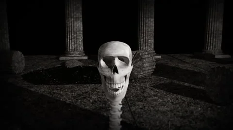 Vampire Skeleton Snake Slithers, then Strikes Tilt-Shift (B &amp; W film damage) Video stock 44982199