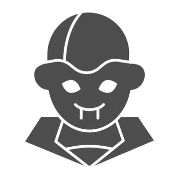 Vampire solid icon. Night monster face, blood drinker. Halloween party vector Stock Illustration