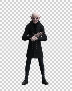 Vampire standing and staring with angry face. 3d illustration isolated on tra Illustrazione stock
